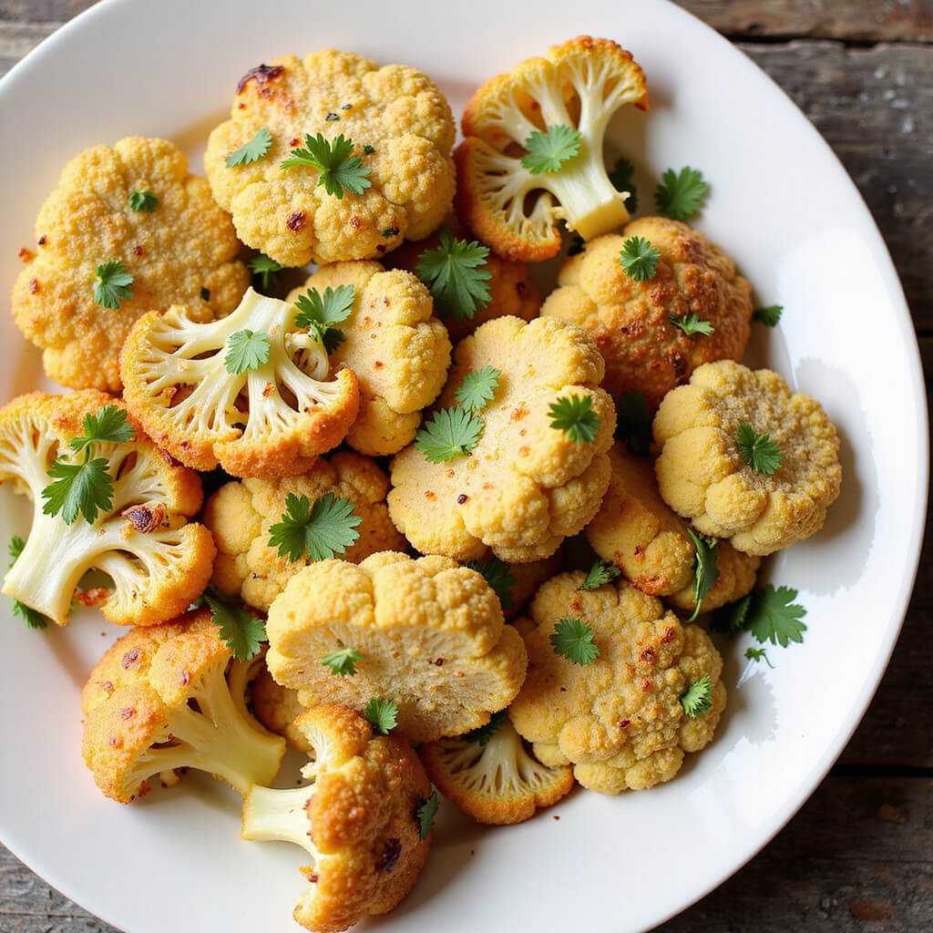Golden crispy roasted cauliflower dish