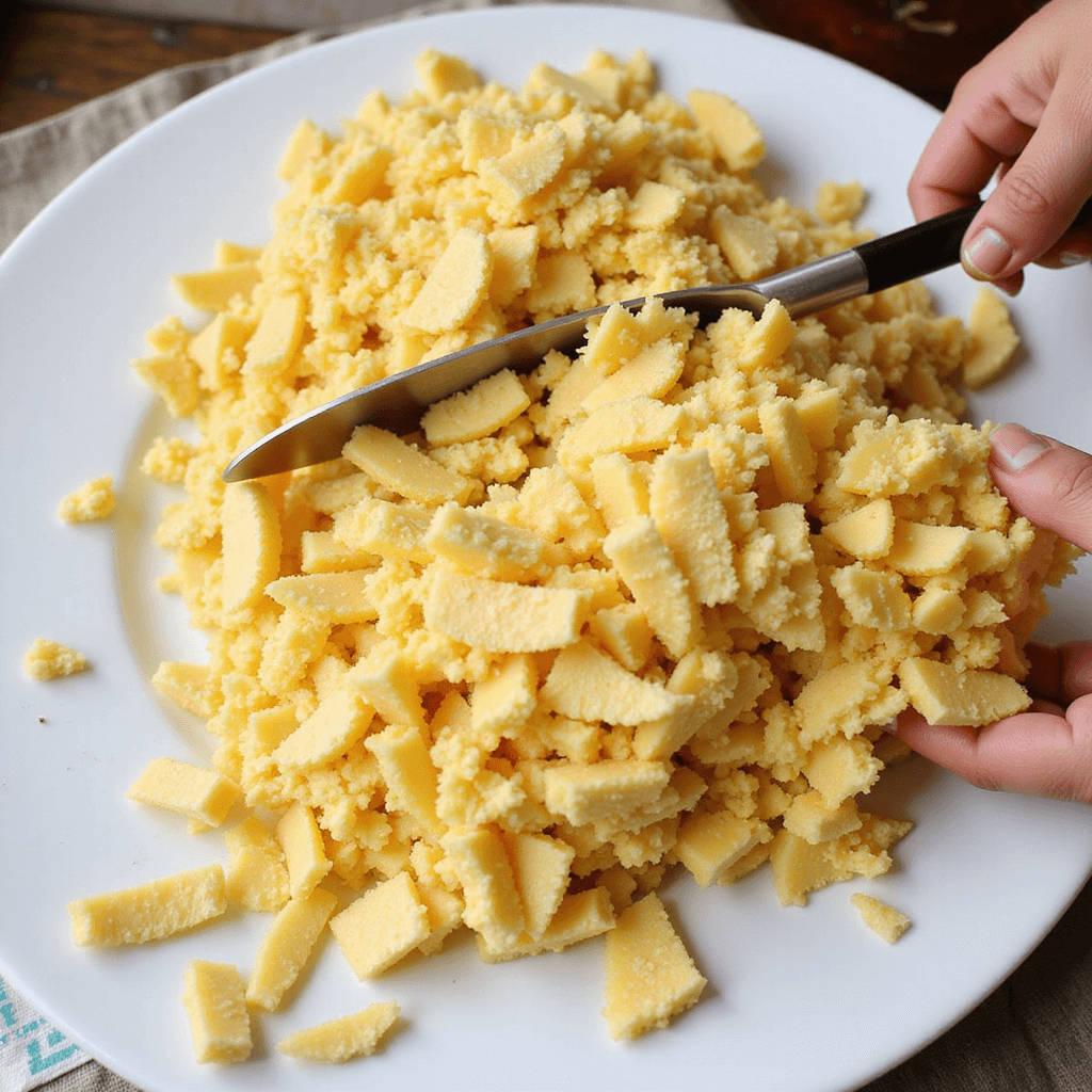 Person preparing and shredding Jackfruit