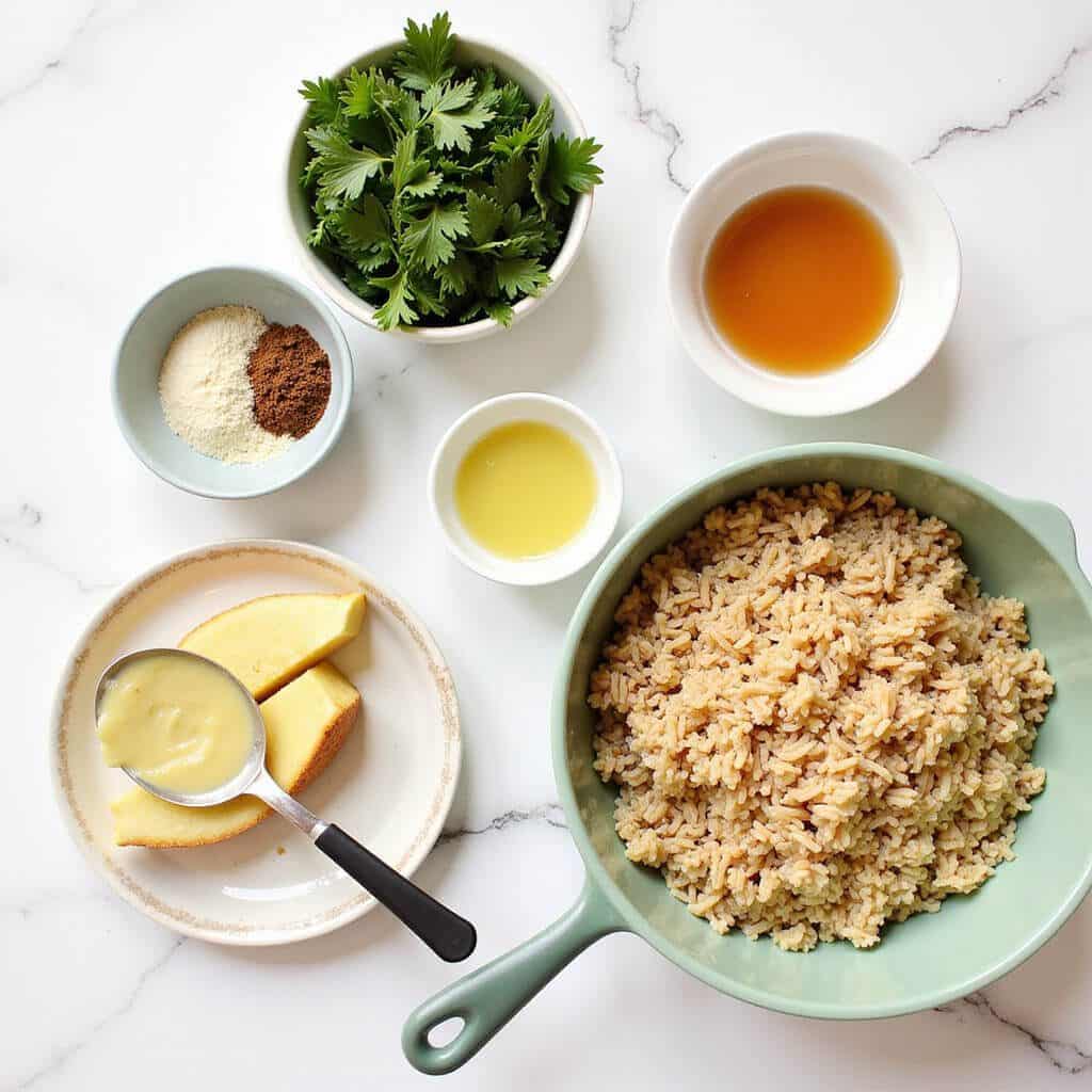 Preparation ingredients for vegan fried rice