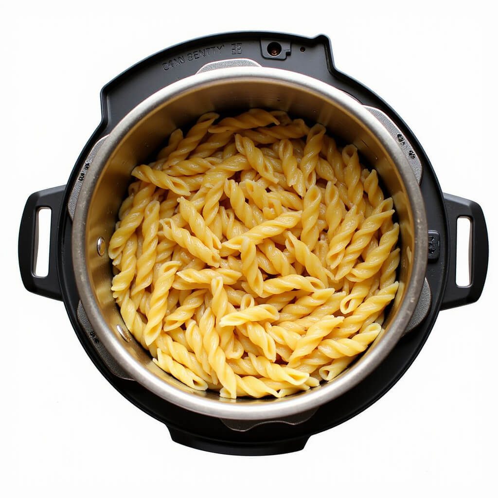Pasta boiling in a pot, signifying it's being cooked al dente