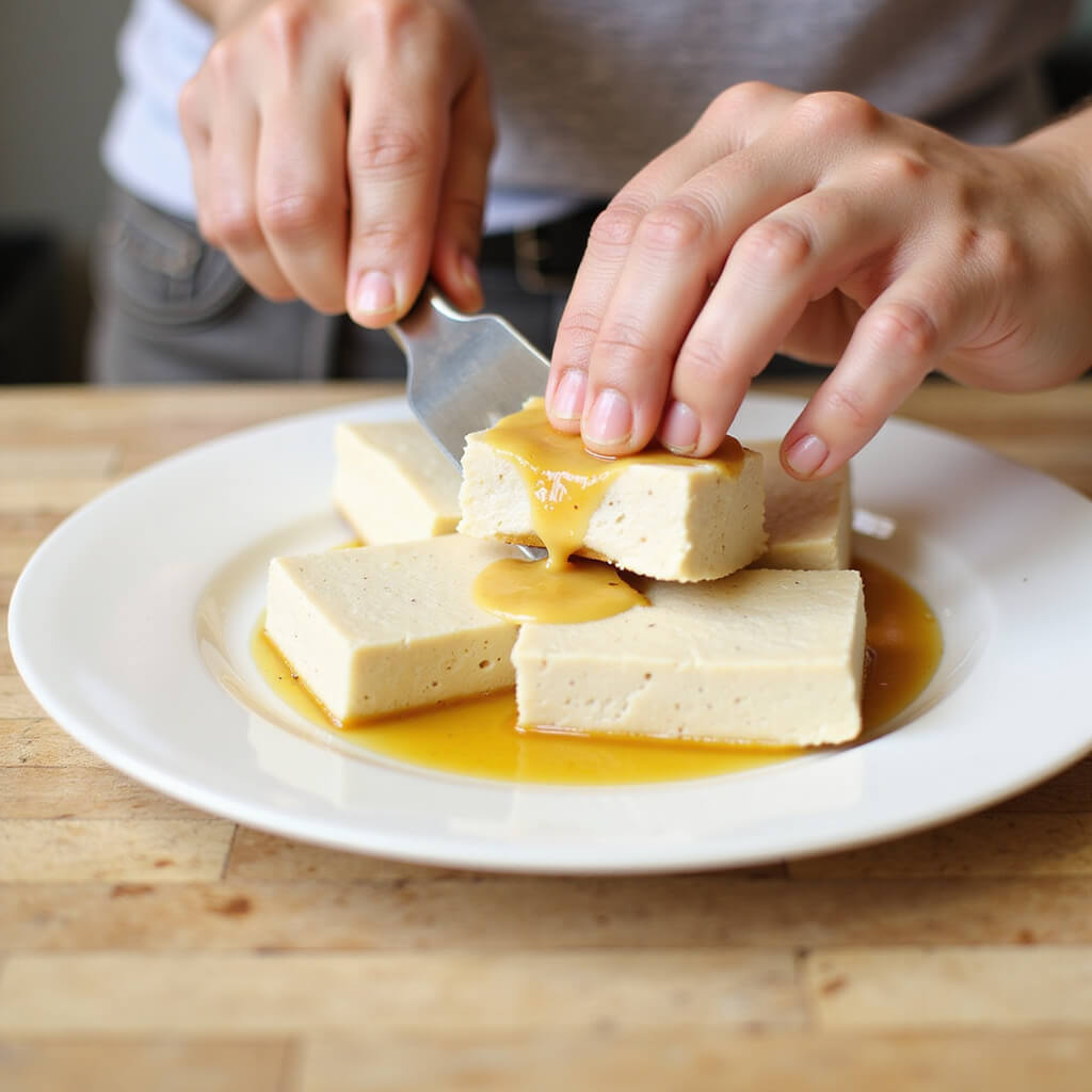 Marinating tofu for culinary preparation