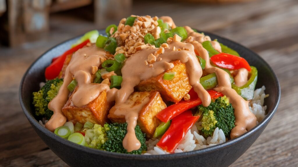 Vegan Spicy Peanut Tofu Bowl