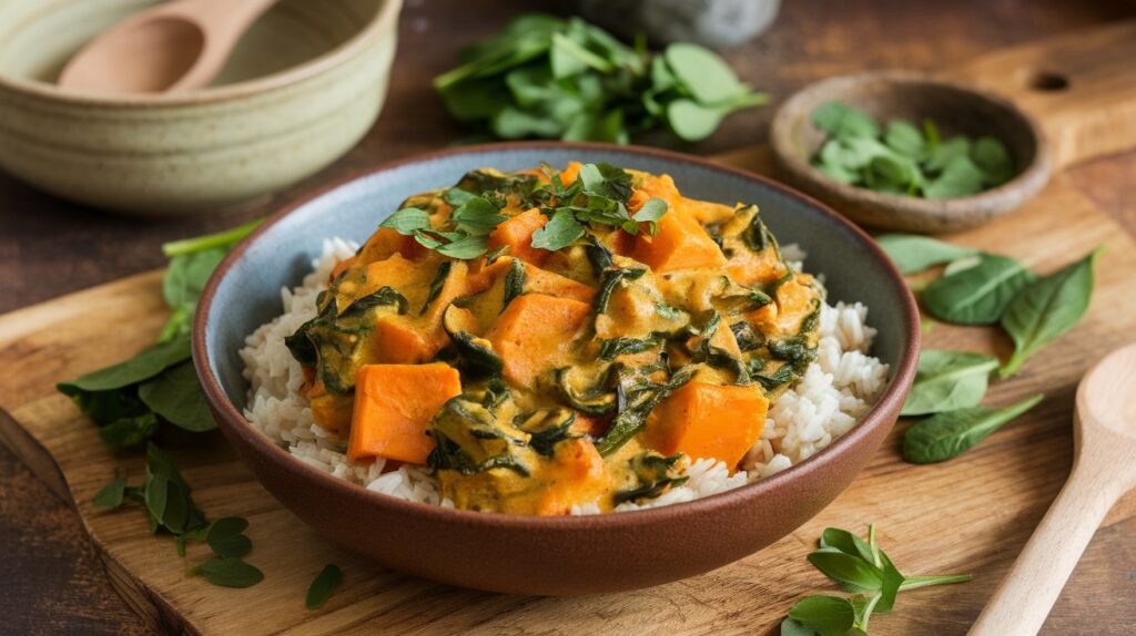 Vegan Sweet Potato Curry with Spinach
