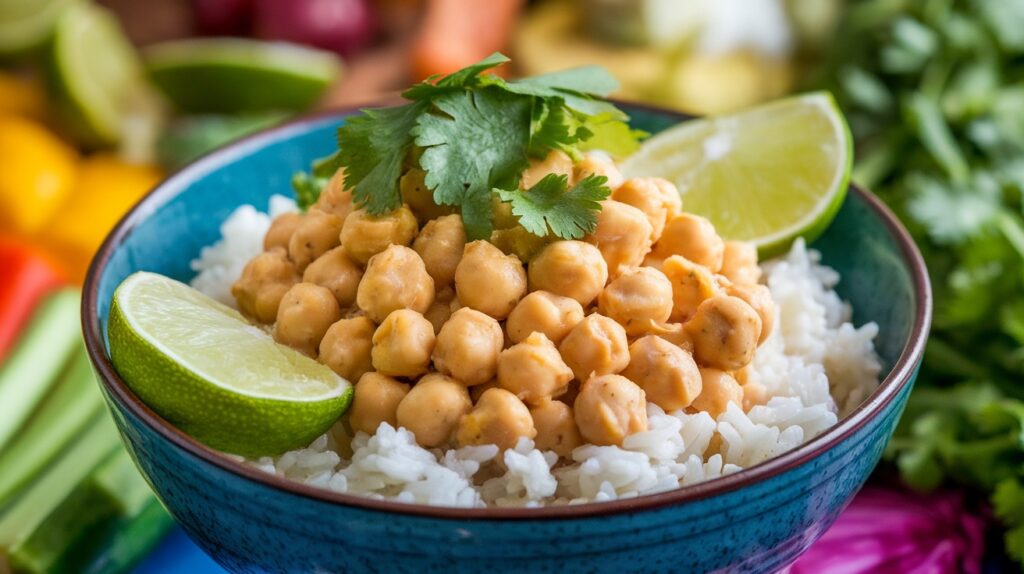 Vegan Coconut Lime Chickpeas and Rice