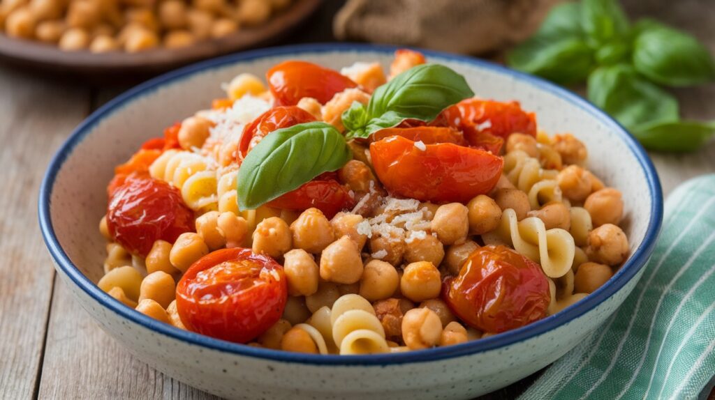 Vegan Roasted Tomato and Chickpea Pasta