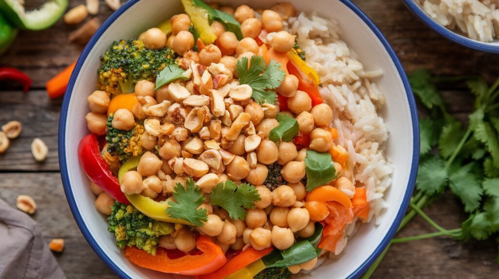Vegan Peanut Coconut Chickpea Bowl