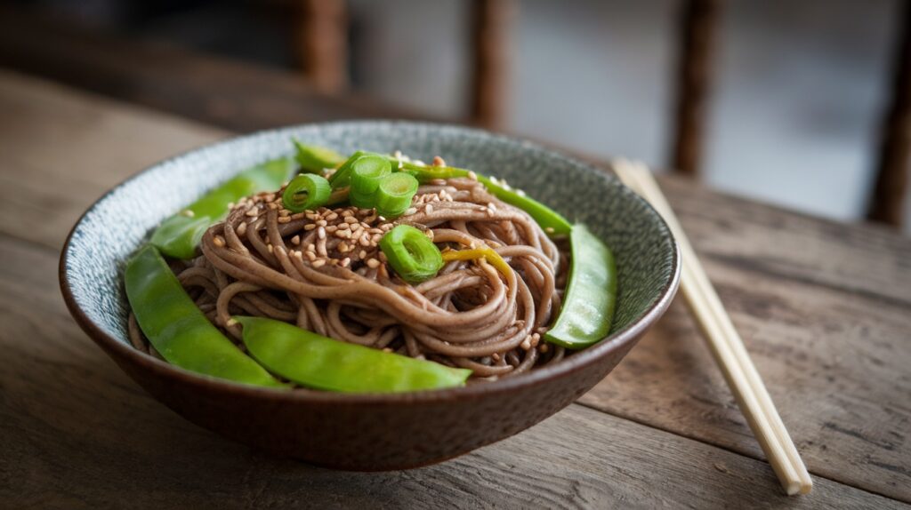 Vegan Soba Noodles with Snap Peas