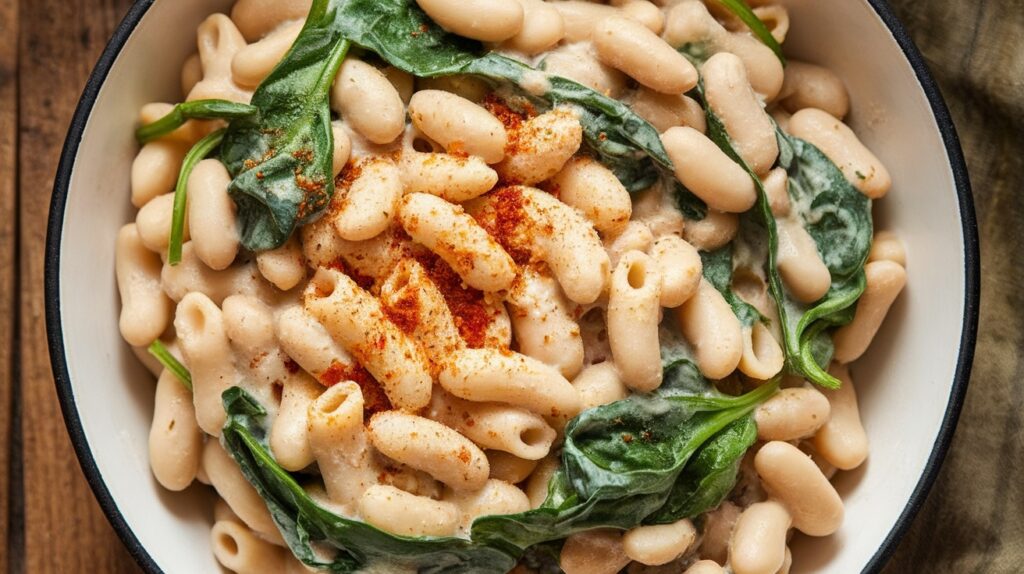 Vegan White Bean and Spinach Pasta