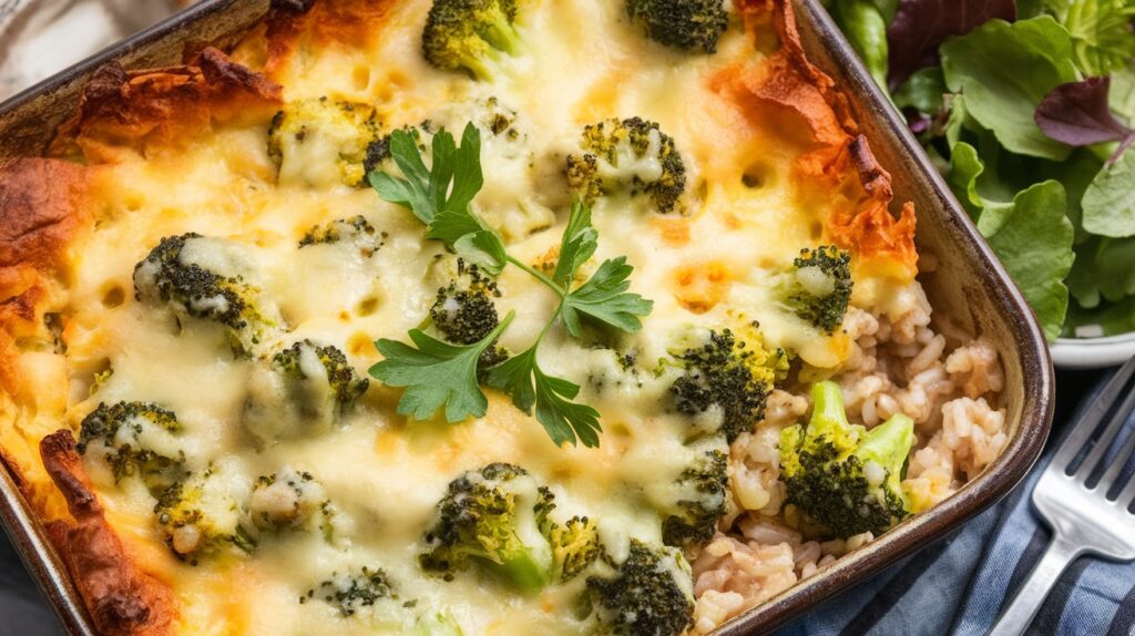 Vegan Cheesy Broccoli Rice Bake