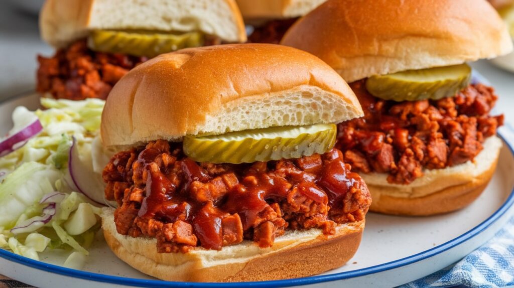 Vegan BBQ Tempeh Sloppy Joes