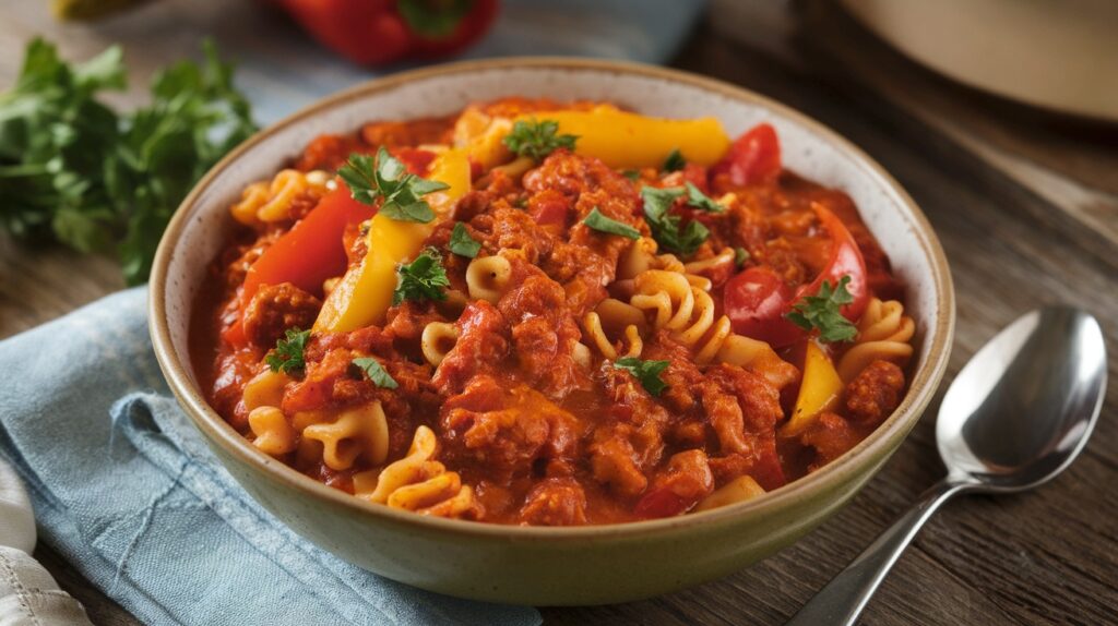 Vegan Goulash with Soy Crumbles