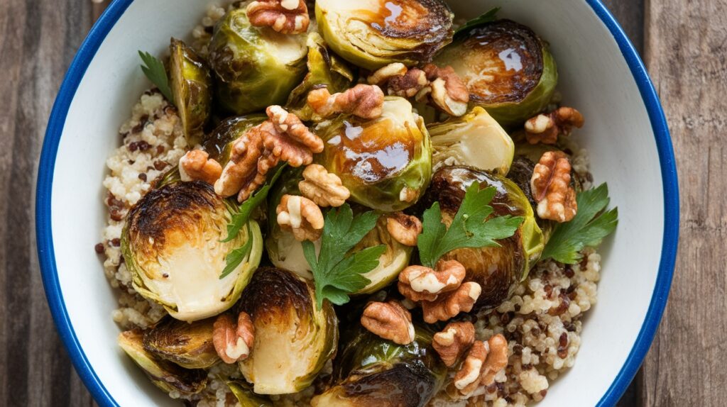 Vegan Maple Glazed Brussels Sprouts Bowl