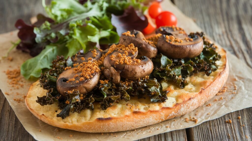 Vegan Mushroom and Kale Flatbread
