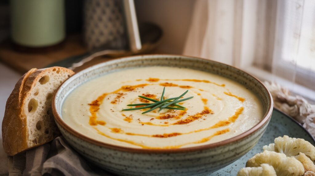 Vegan Roasted Garlic Cauliflower Soup