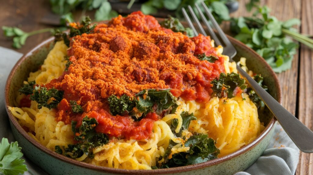 Vegan Spaghetti Squash and Kale Bake