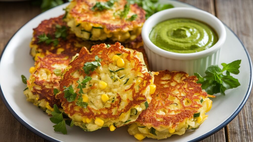 Vegan Zucchini and Corn Fritters