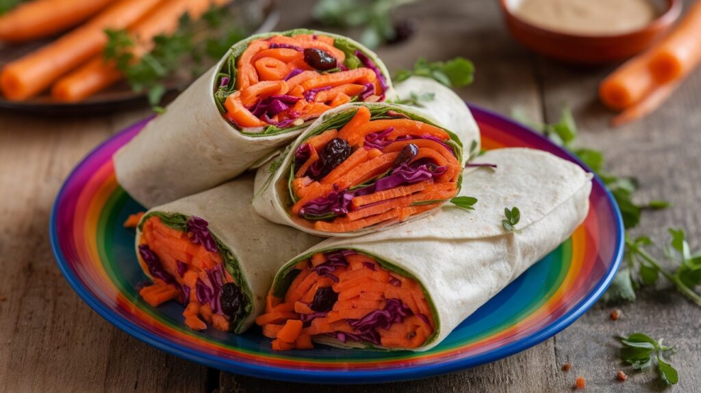 Vegan Carrot and Raisin Slaw Wraps