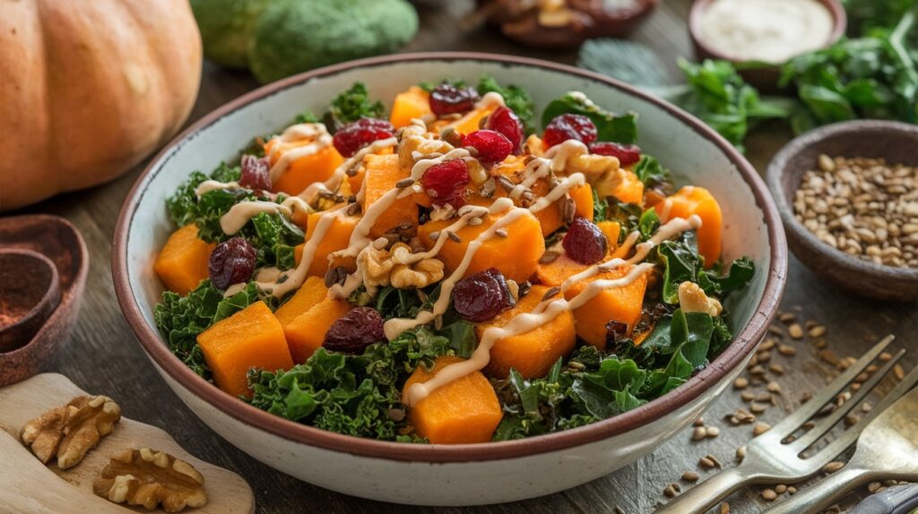 Vegan Butternut Squash and Kale Salad