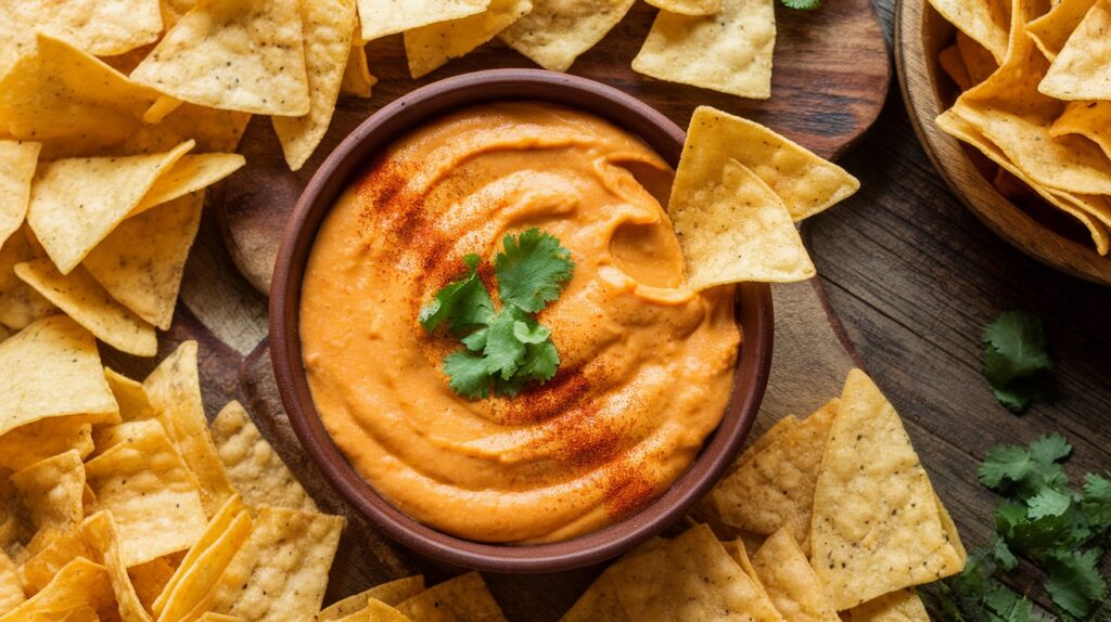 Vegan Nacho Cheese Dip with Tortilla Chips