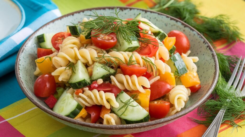 Vegan Pasta Salad with Dill and Veggies