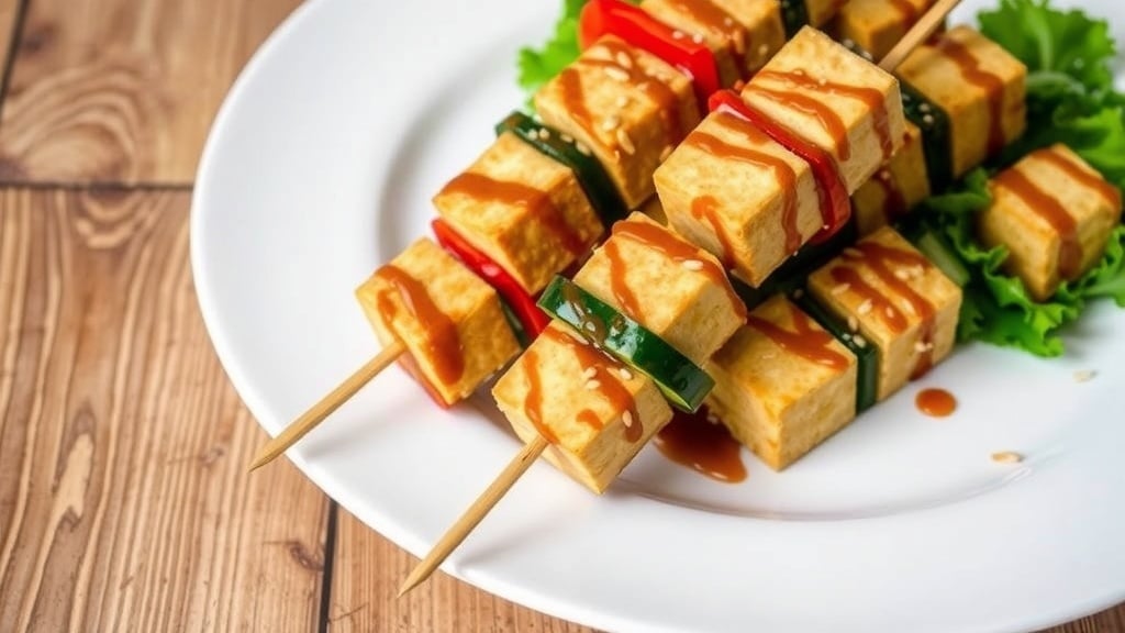 Vegan Sesame Peanut Tofu Kebabs