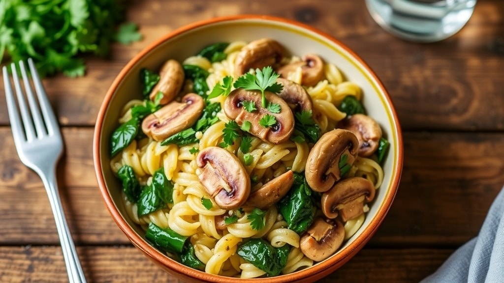 Vegan Mushroom and Spinach Orzo