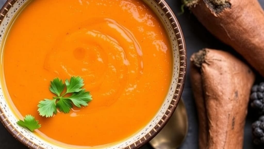 Vegan Roasted Garlic Sweet Potato Soup