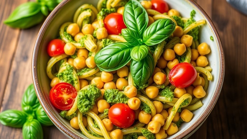 Vegan Pesto Chickpea Pasta Salad
