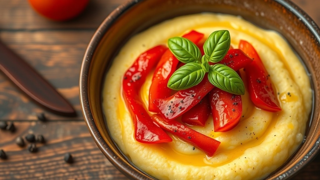 Vegan Creamy Roasted Pepper Polenta