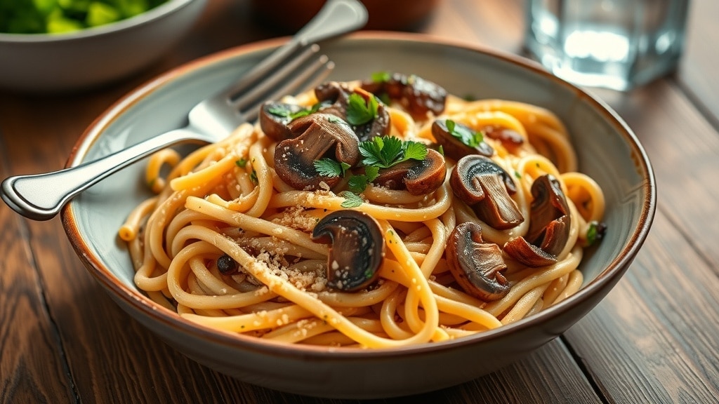 Vegan Creamy Tahini Mushroom Pasta