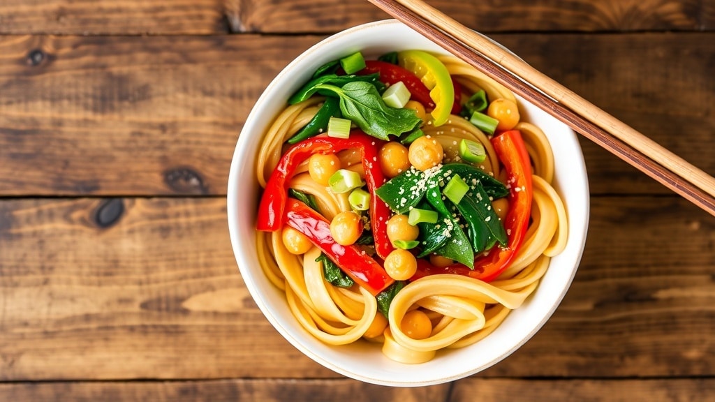 Vegan Spicy Cashew Chickpea Noodles