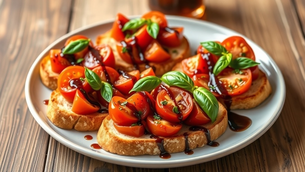 Vegan Roasted Tomato Basil Bruschetta