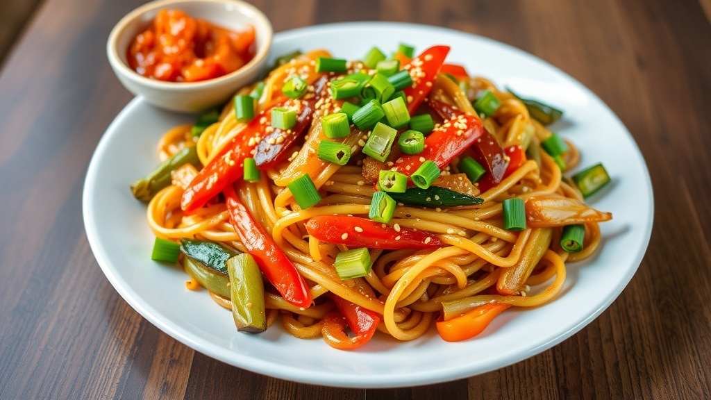 Vegan Spicy Kimchi Fried Noodles