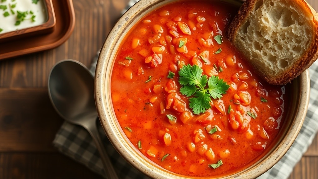 Vegan Roasted Red Pepper Lentil Soup
