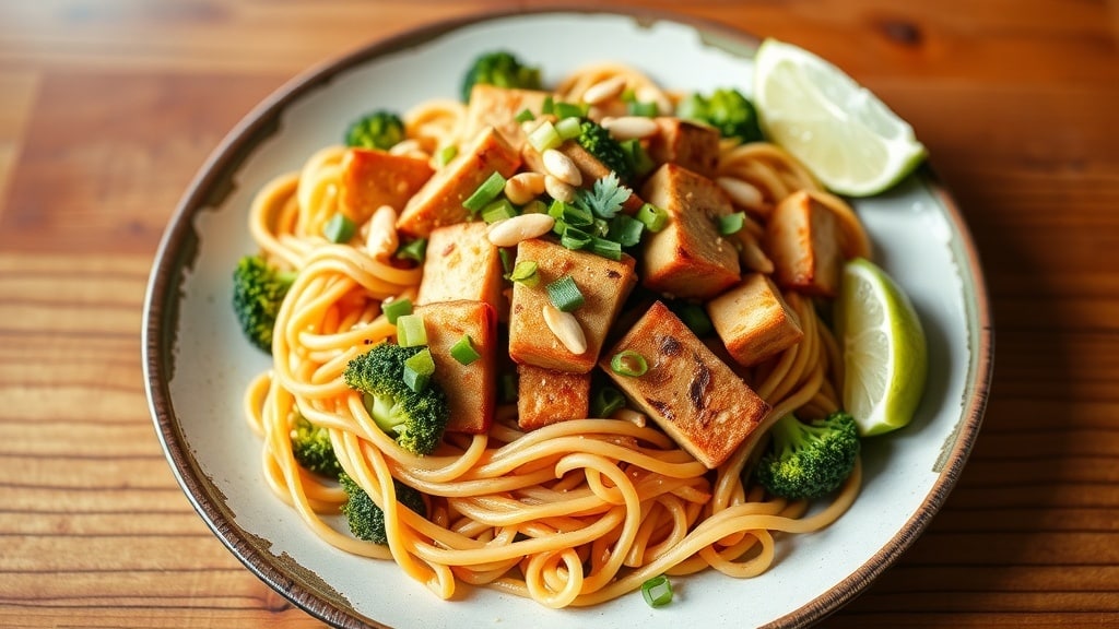 Vegan Tofu and Broccoli Pad Thai