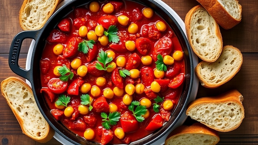 Vegan Roasted Tomato Chickpea Shakshuka
