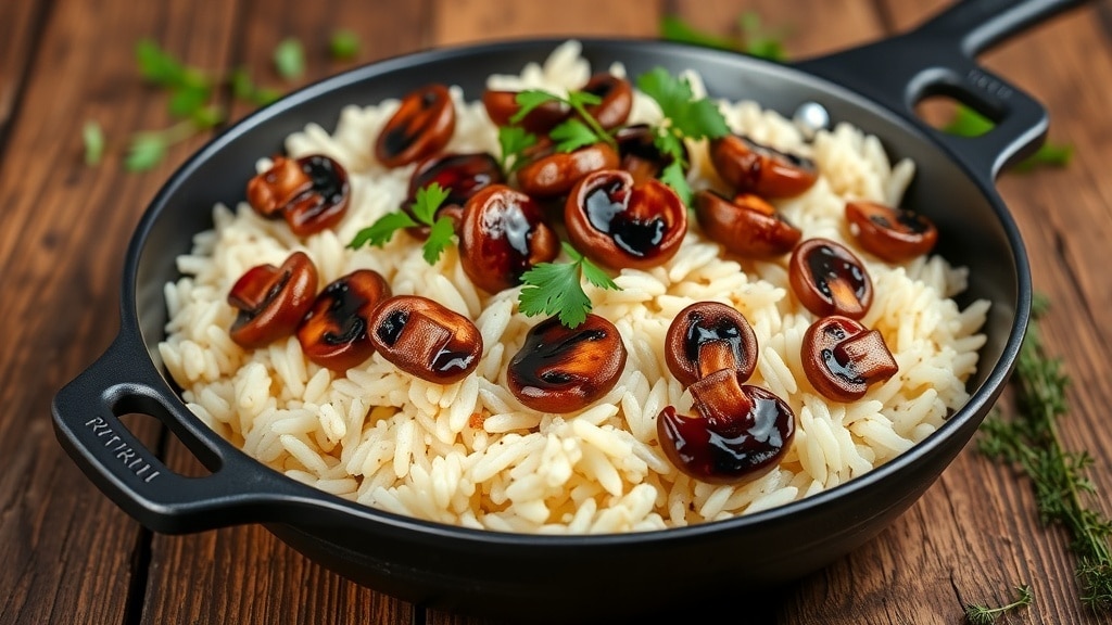 Vegan Balsamic Mushroom Rice Skillet