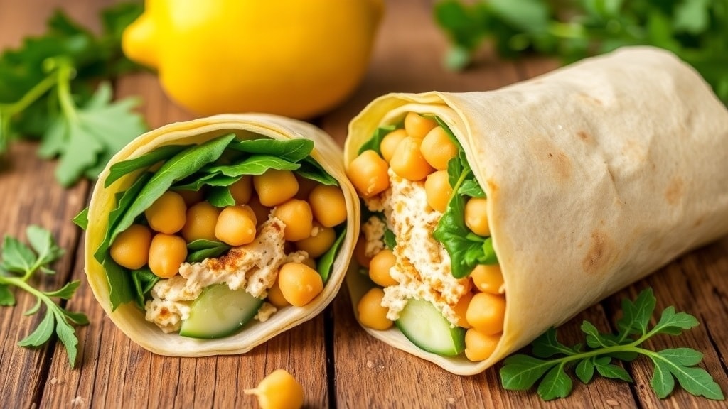 Vegan Lemon Chickpea Wrap with Arugula