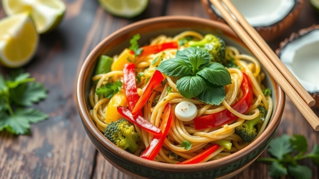 Vegan Green Curry Rice Noodles