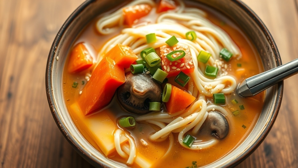 Vegan Ginger Miso Rice Noodle Soup