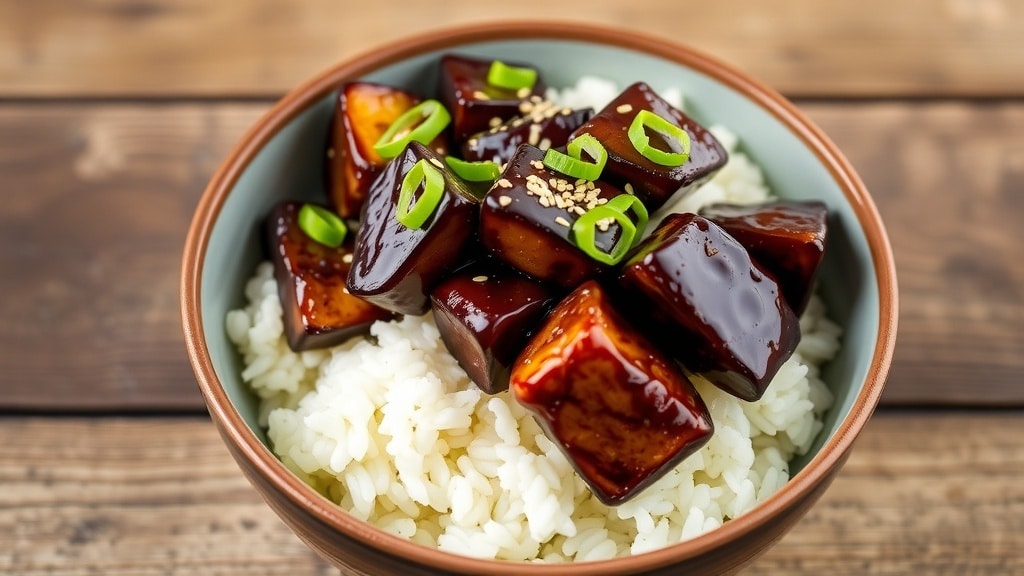 Vegan Miso Eggplant Over Rice