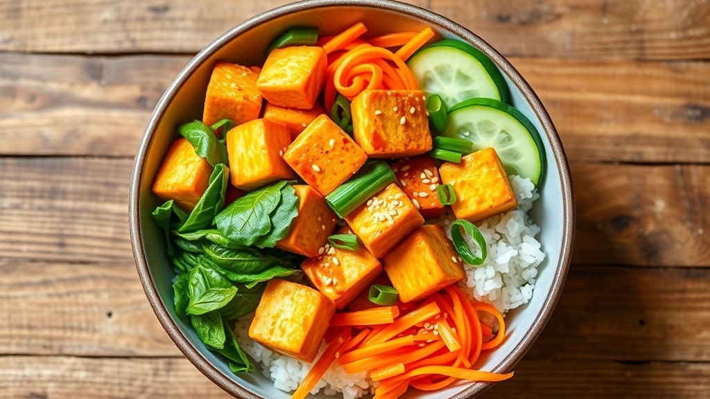 Vegan Korean Gochujang Tofu Rice Bowl