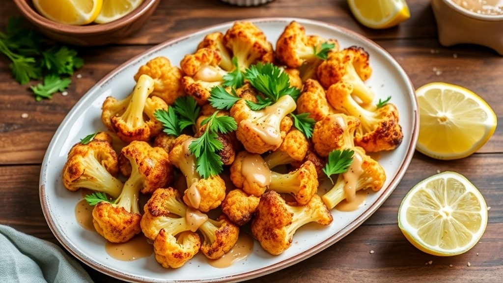 Vegan Maple Tahini Roasted Cauliflower