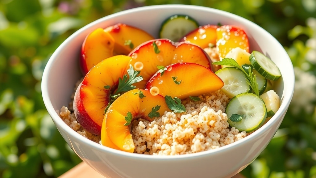 Vegan Summer Peach and Quinoa Bowl
