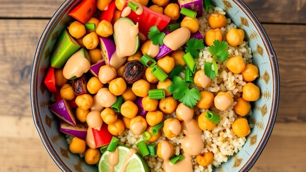 Vegan Ginger Peanut Chickpea Bowl