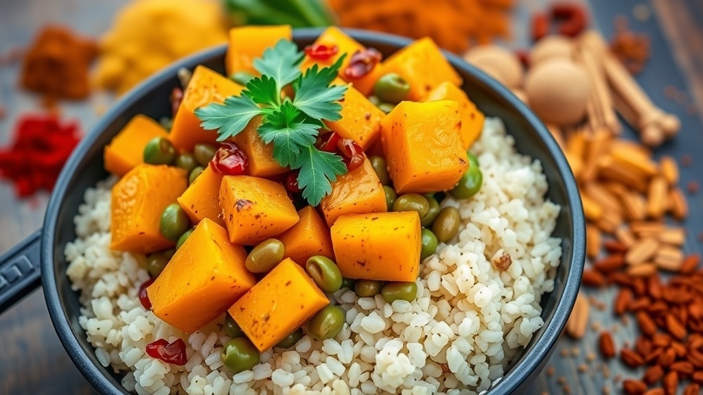 Vegan Curried Butternut Lentil Bowl