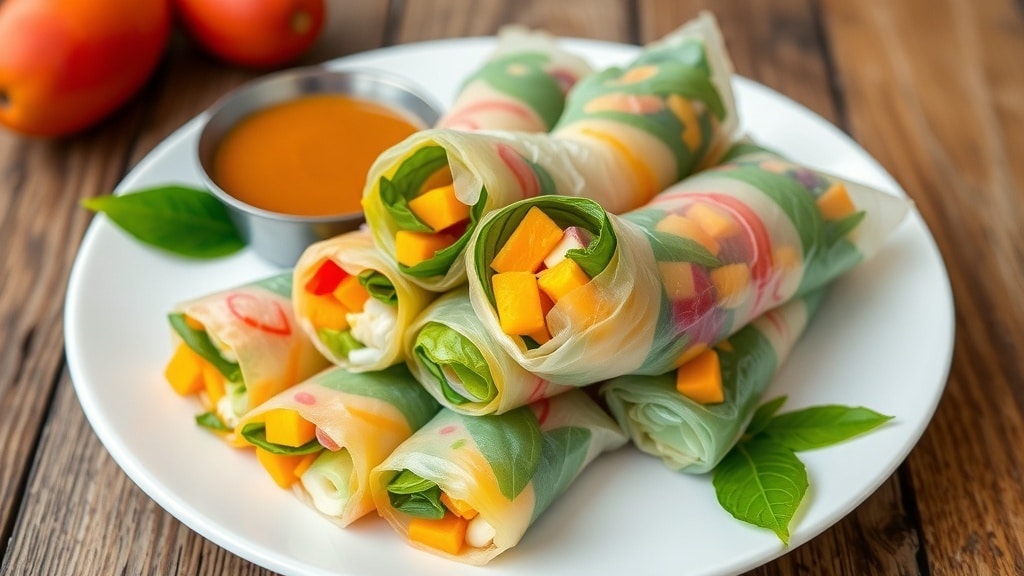 Vegan Mango Basil Summer Rolls
