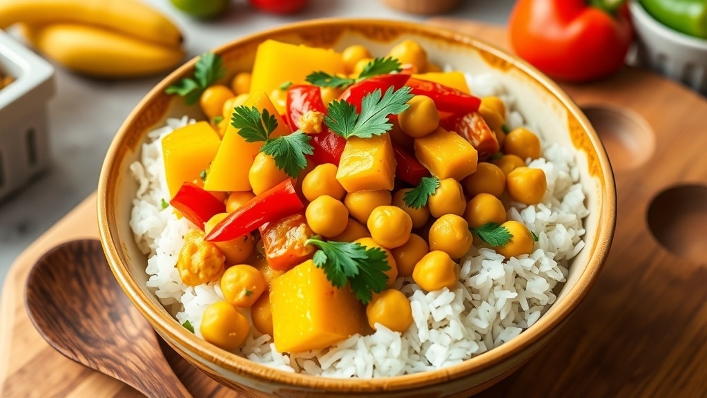 Vegan Mango Curry Chickpea Bowls