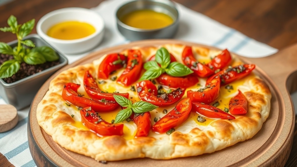 Vegan Roasted Red Pepper Flatbread