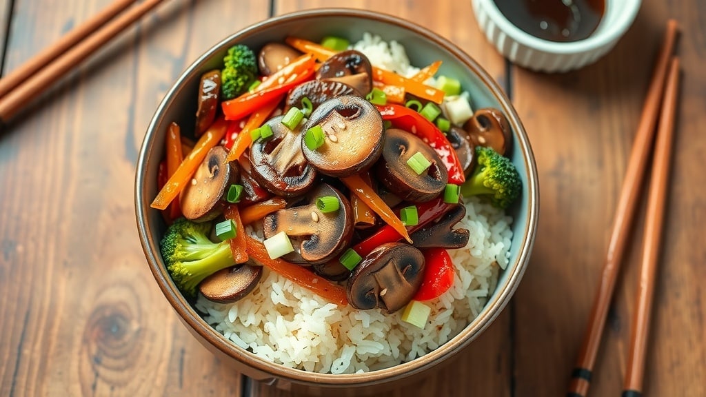 Vegan Teriyaki Mushroom Rice Bowls